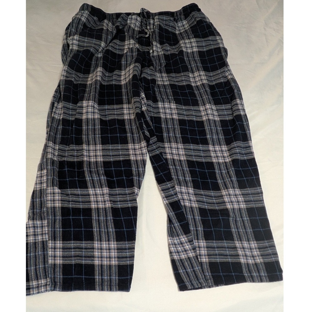 Faded Glory Pajama Pants Mens XL Navy Blue  Plaid Flannel Sleep FM32626E